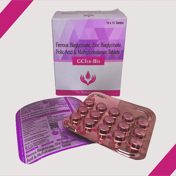 GCFER BIS TABLET - Ferrous Bisglycinate,Zinc bisglycinate,Folic Acid,Methylcobalamin Tablet